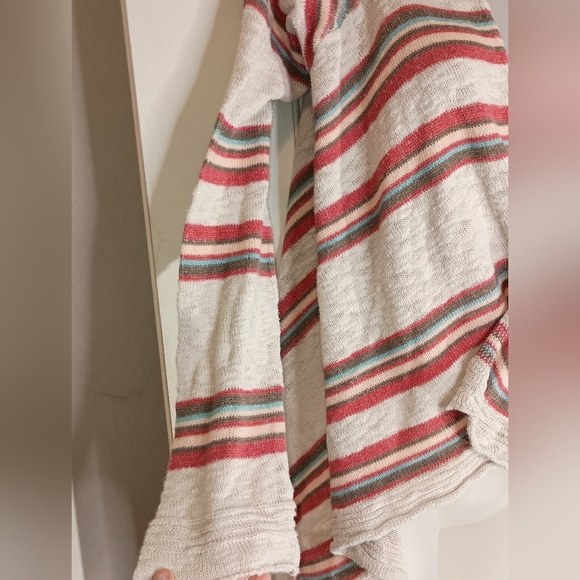 2/$30 AMERICAN RAG Knit Red White Fringe Western Striped Boho Cardigan(#1,105) - Picture 3 of 7